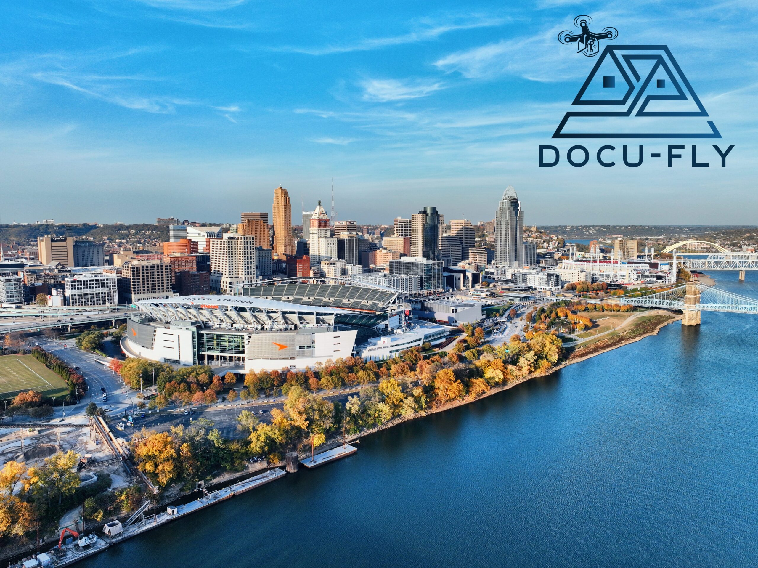 Branded aerial skyline photo